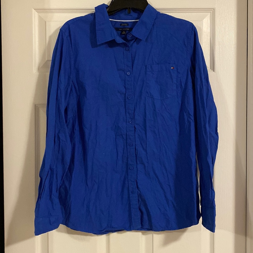 Tommy Hilfiger Button Down Collared Shirt Royal Blue